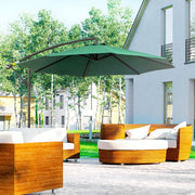 Cantilever Parasol Crank Sunshade Steel Frame Ø2.95x2.45m Green Polyester
