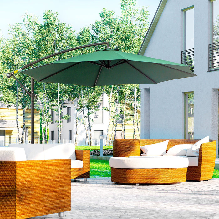 Cantilever Parasol Crank Sunshade Steel Frame Ø2.95x2.45m Green Polyester