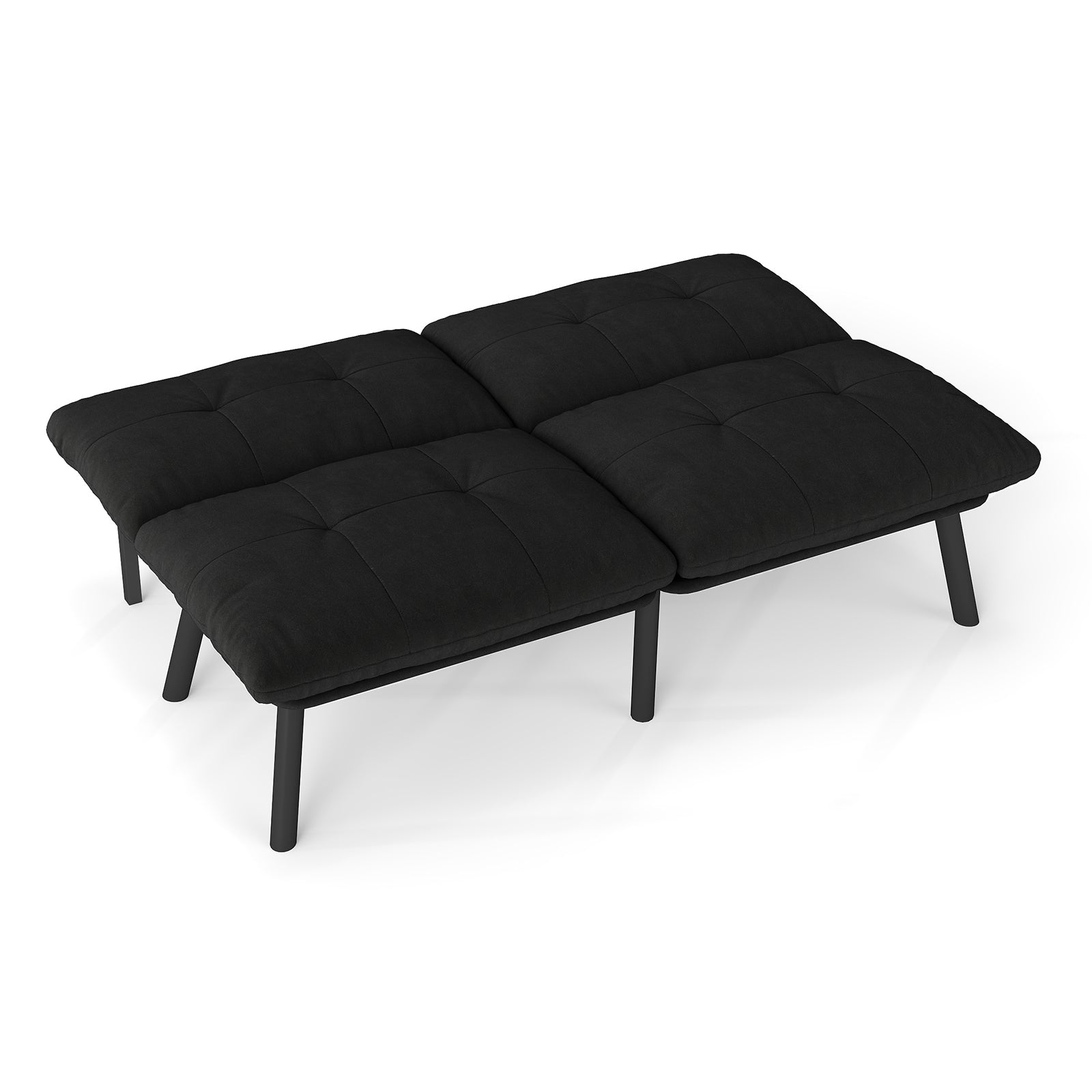 Sofa Bed Foldable 2-Seater Futon Guest Bed - Black