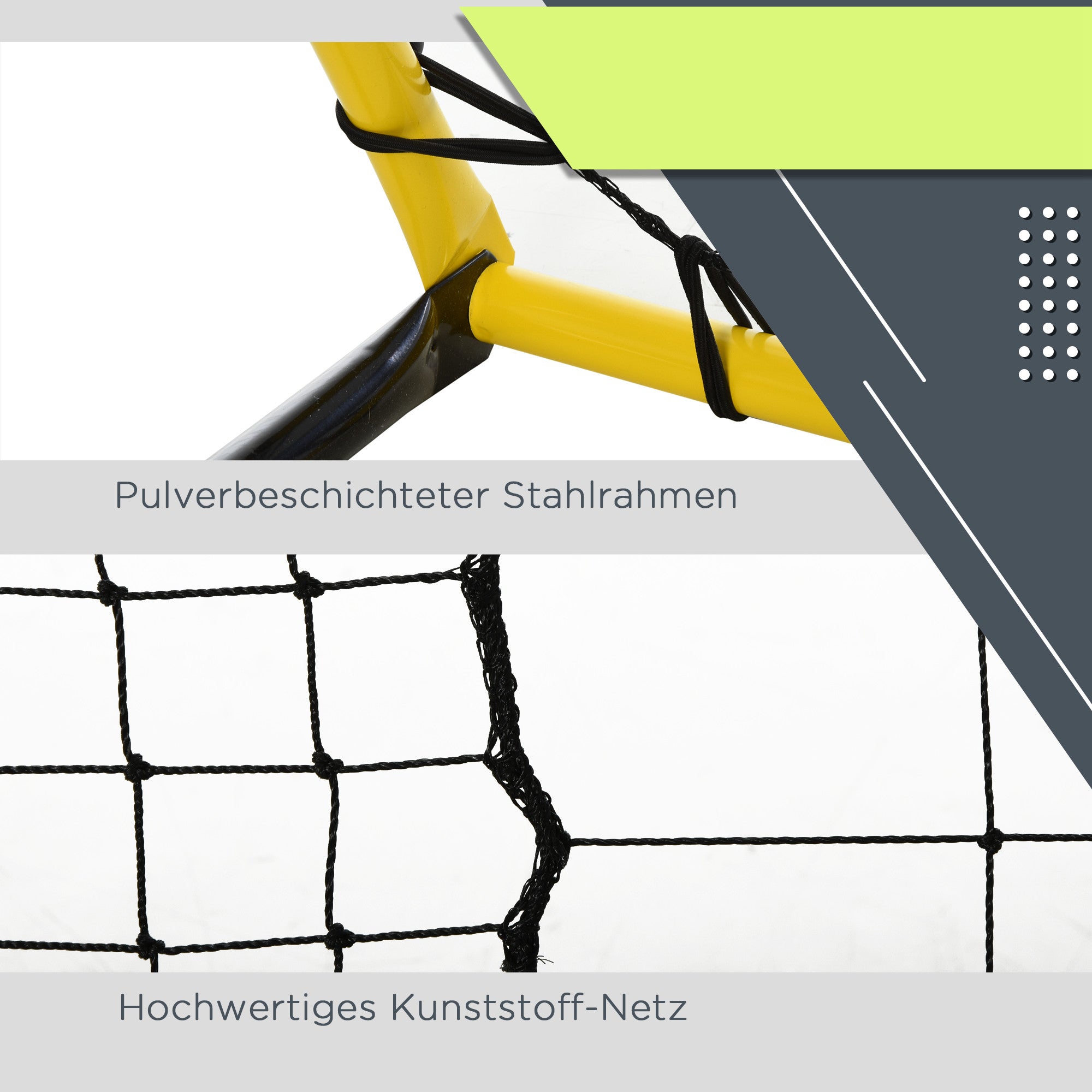 Kickback Football Rebounder Goal Rebound Wall 184x63x123 cm Yellow Black