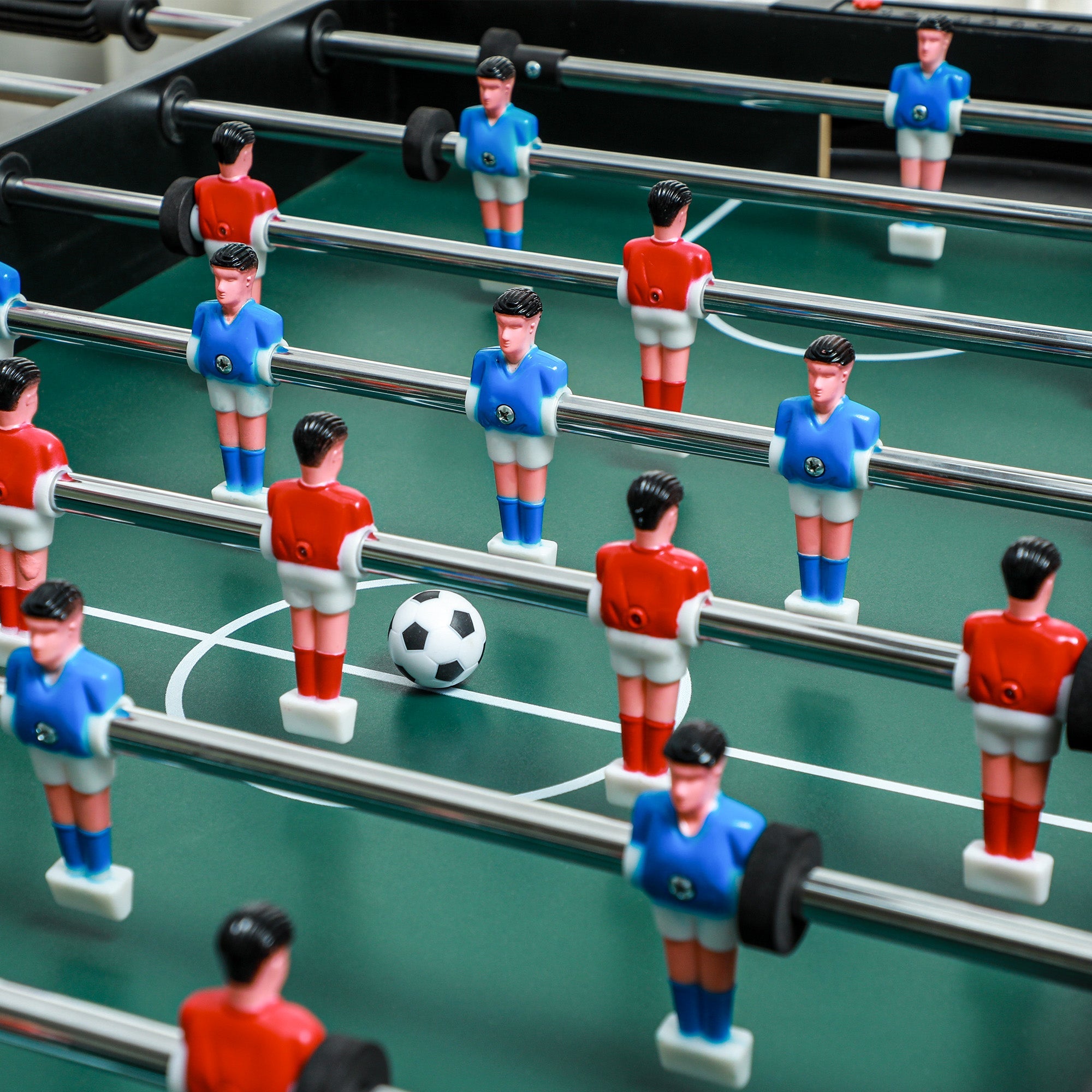 4-in-1 Multigame Table, Table Tennis Foosball Billiards Hockey, Natural Wood + Black