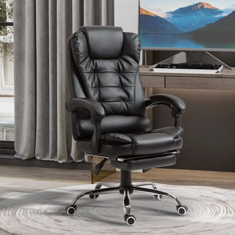 Bürostuhl, Fußstützen-Schreibtischstuhl, verstellbare Rückenlehne, höhenverstellbar, Schwarz