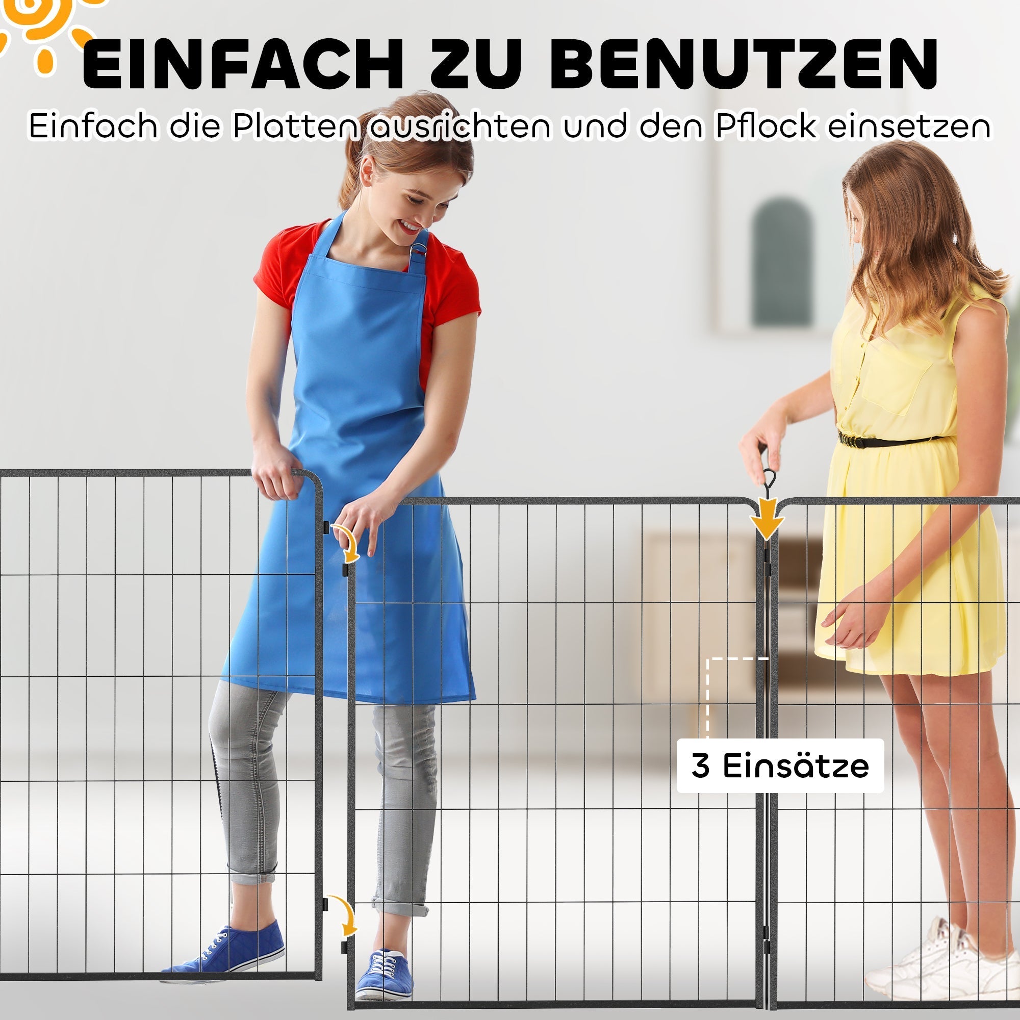 Extension Dog Fence Panels, 80 x 100 cm Steel Puppy Fence, Black