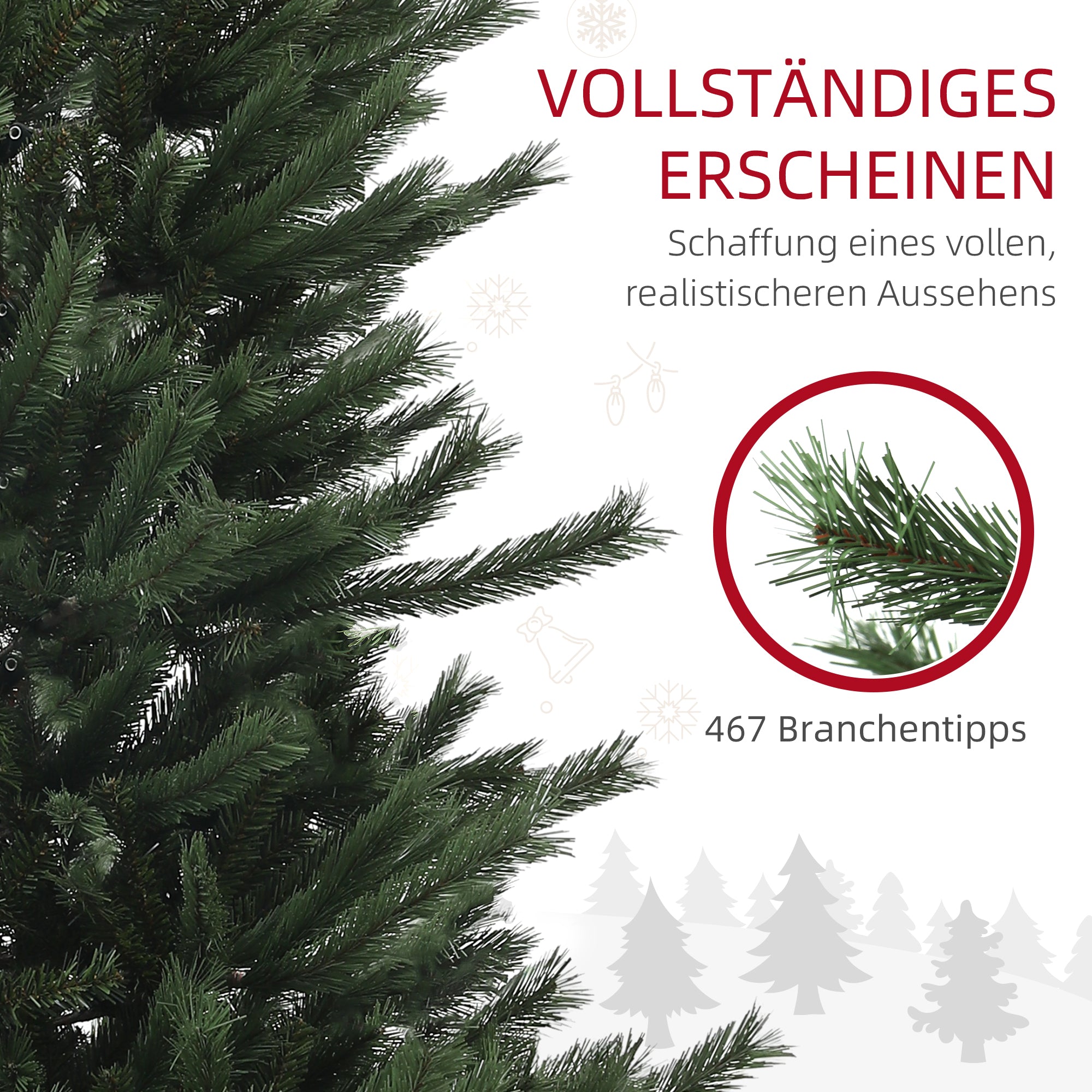 Artificial Christmas Tree, 180cm, 467 Tips, Flame Retardant, Green