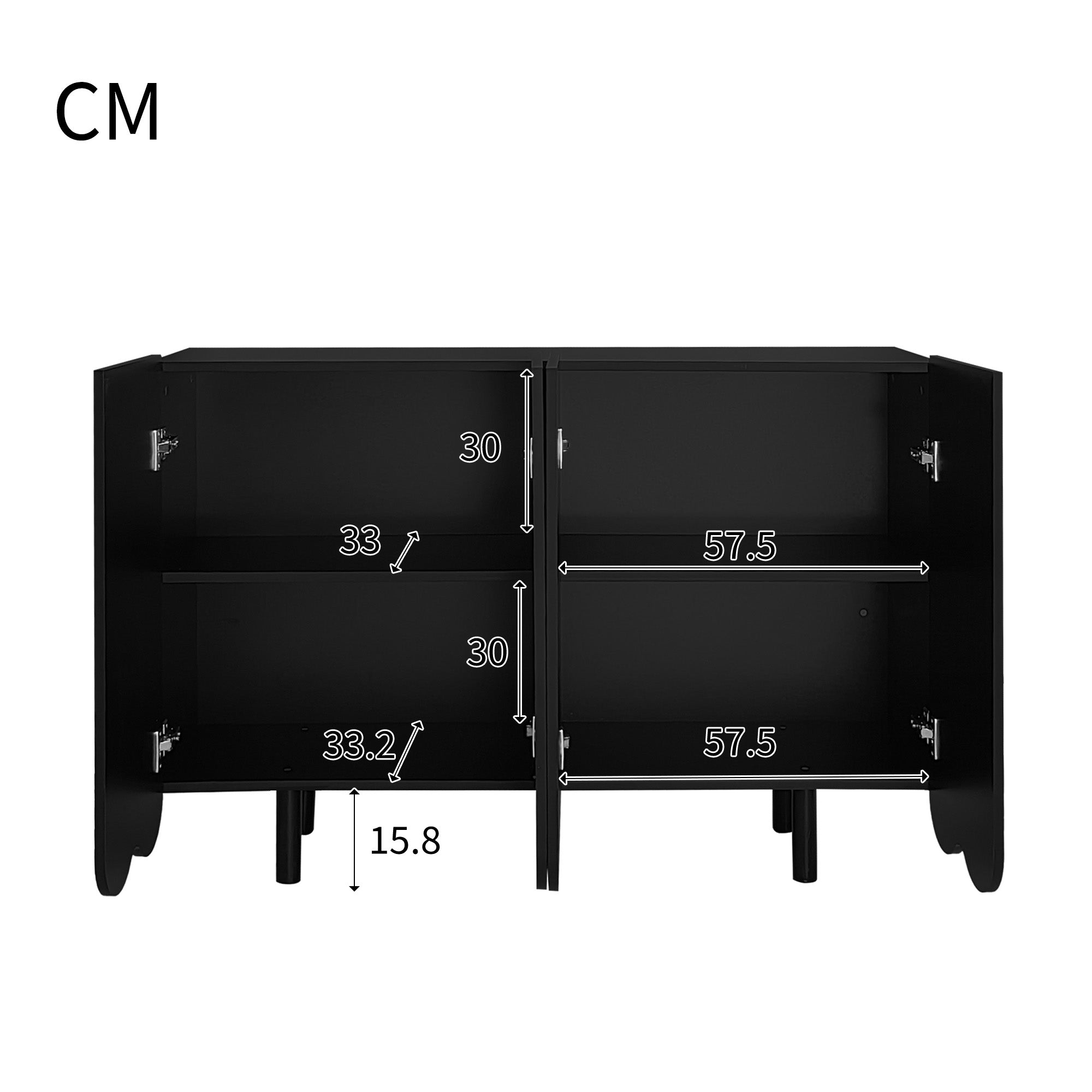 Sideboard with Teardrop-Shaped Molded Doors and Buffer Hinges