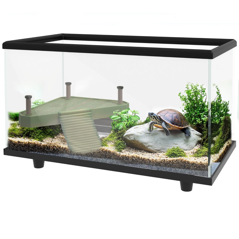 28L Turtle Tank Aquarium with Basking Platform & Drainage, Glass