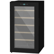 Small Wine Cooler, 24 Bottle Adjustable Temperature LED Lighting, Black