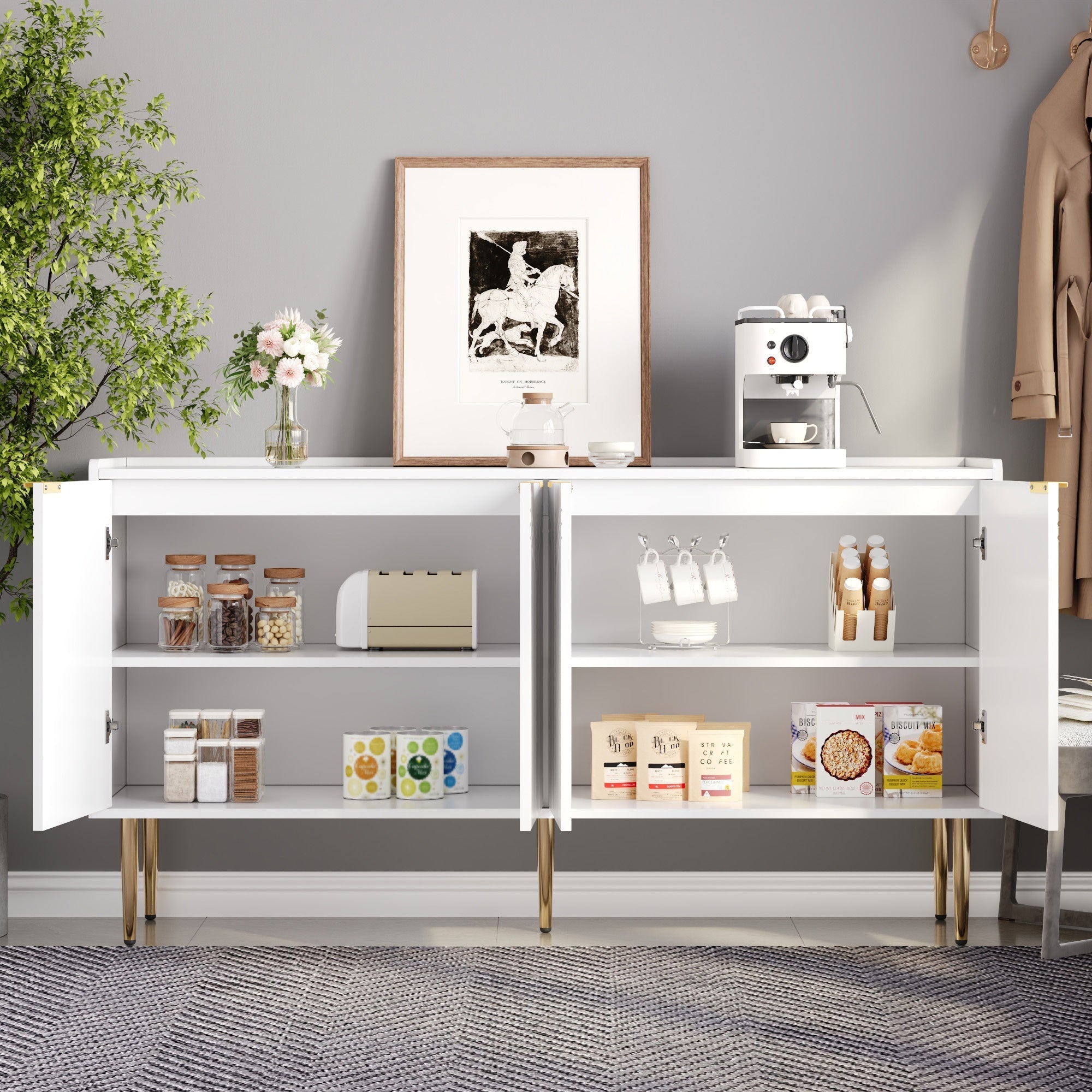 Modern Sideboard Buffet Storage Cabinet 140x38x75cm