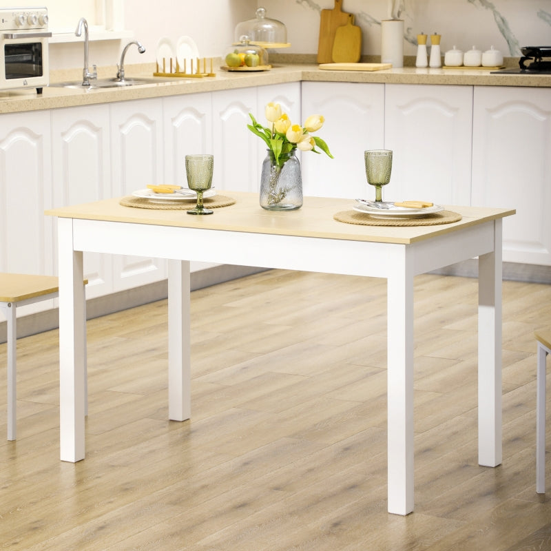 Dining Table 4-6 Seater Modern Wood Effect Thick Legs, Oak