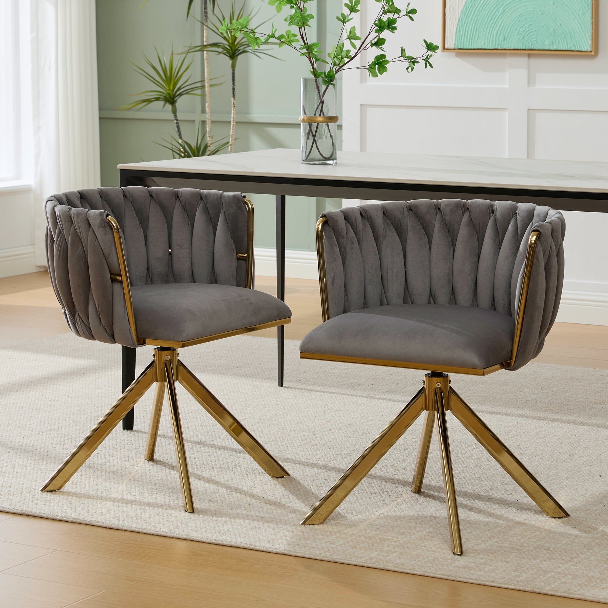 Velour Armchair, Swivel, Ergonomic, Heavy-Duty Metal Frame