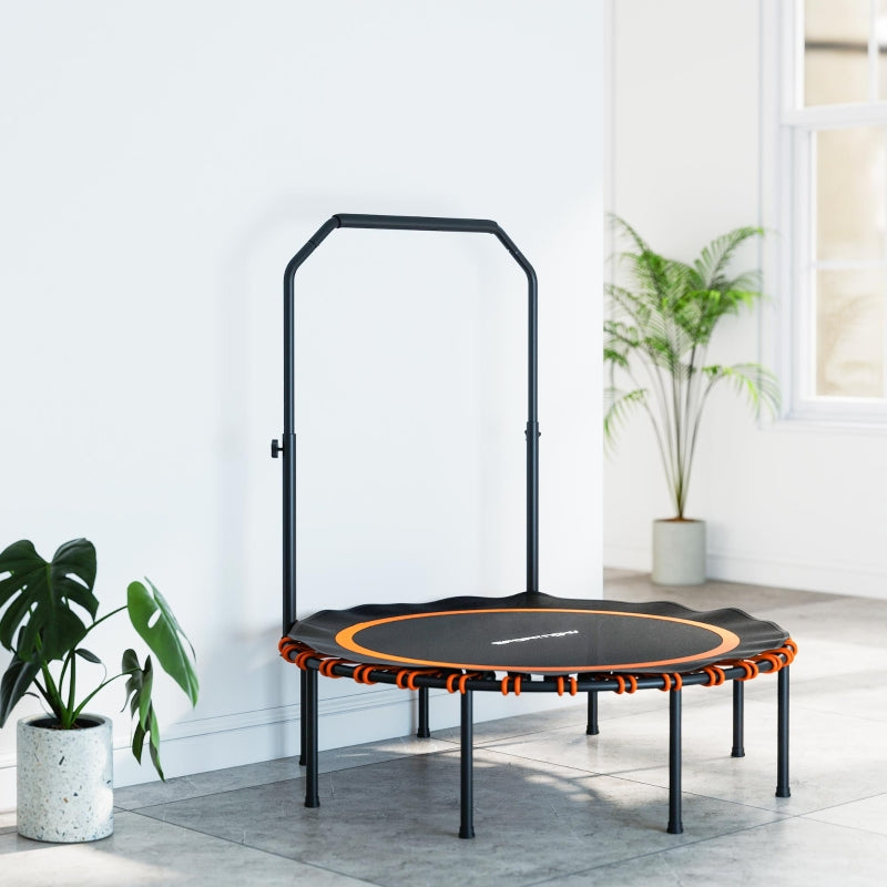 Fitness Trampoline, Adjustable Handrail for Indoor/Outdoor Use, Steel/Plastic Orange