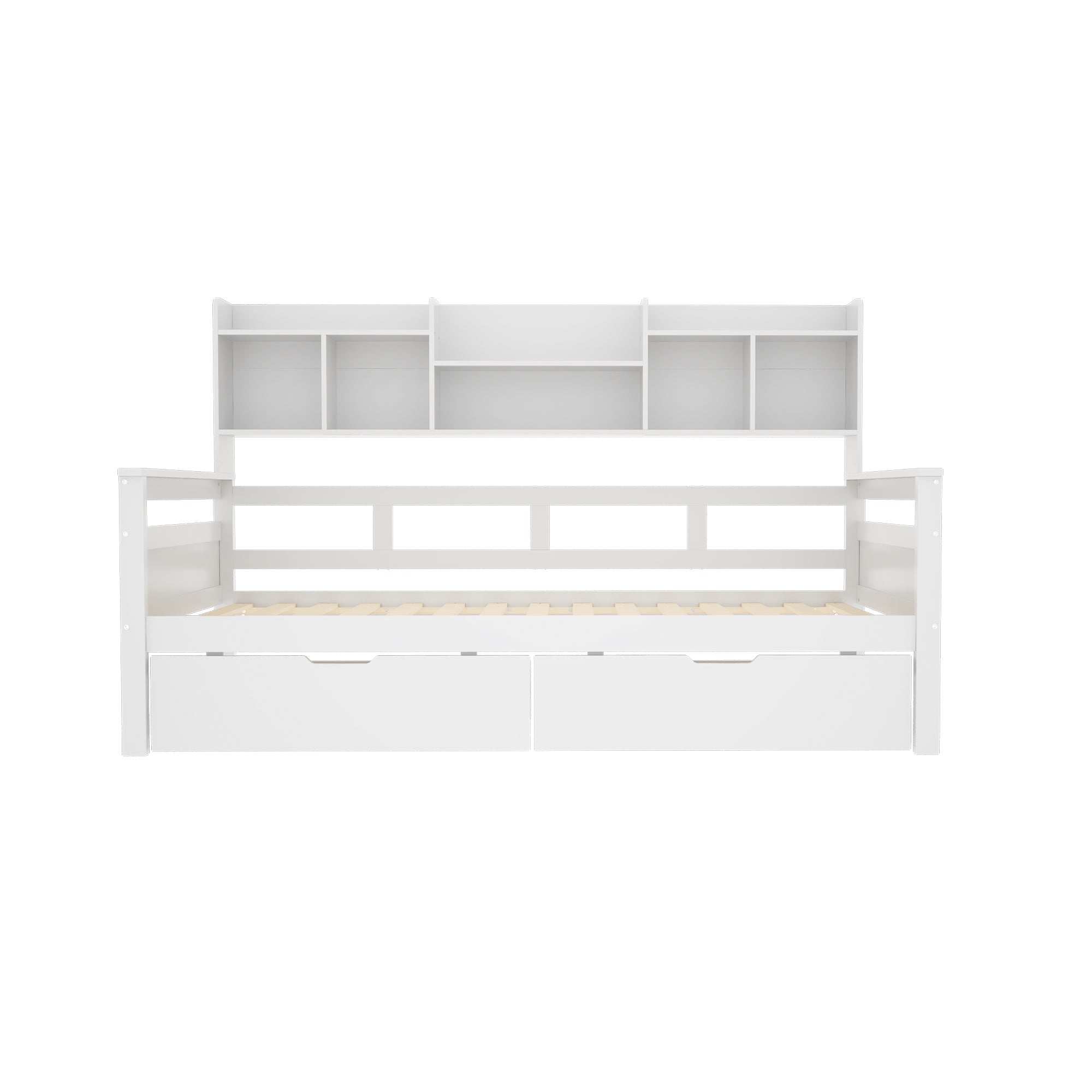 Sofa Bed 90x200, Storage Slatted Frame, Solid Wood White