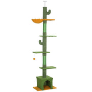 Cat Tree, Ceiling-High with Cave & Scratching Posts, Green