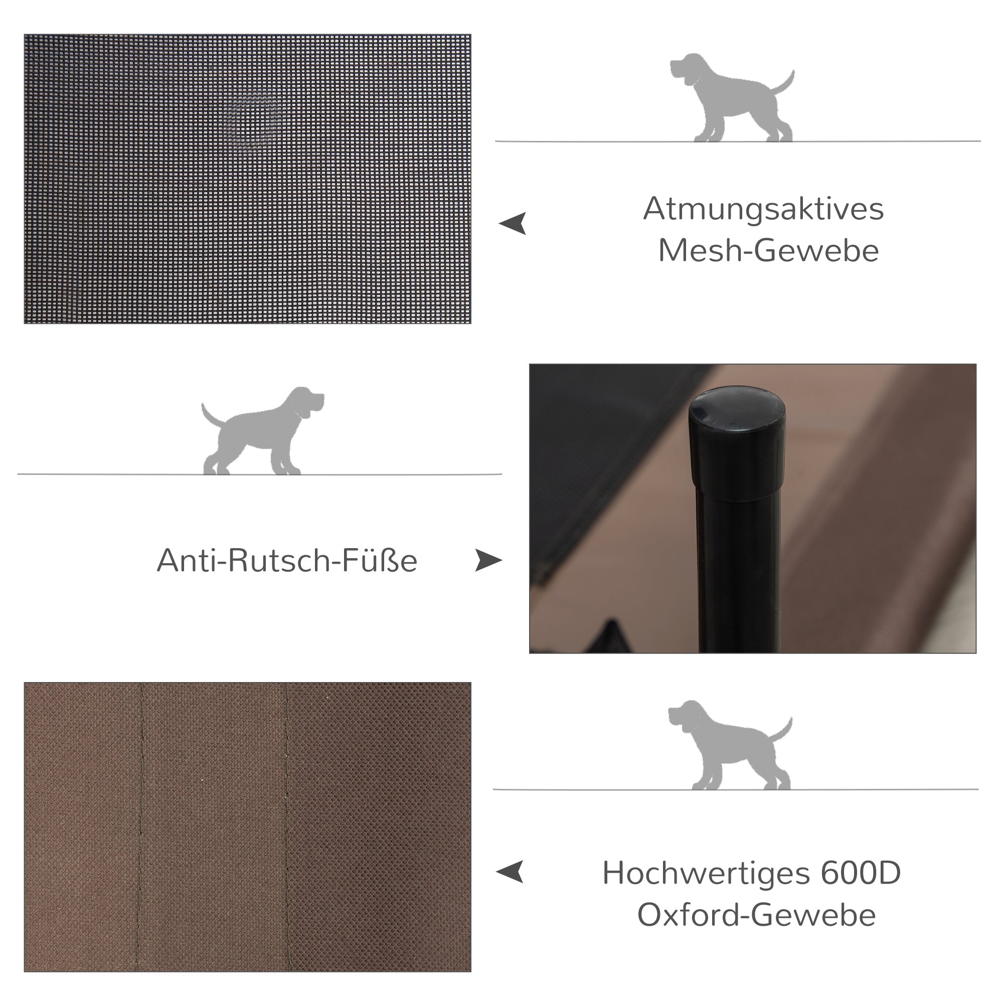 Outdoor Dog Bed, Raised Pet Bed with Washable Mesh, Brown