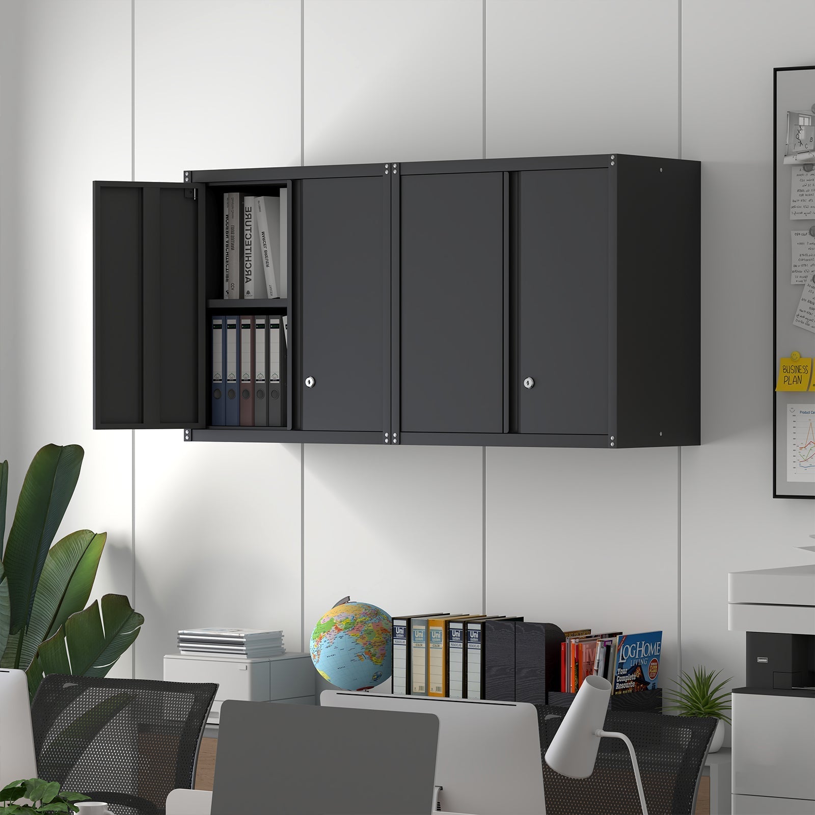 Metal Storage Cabinet 2-Door Adjustable Shelves - Steel