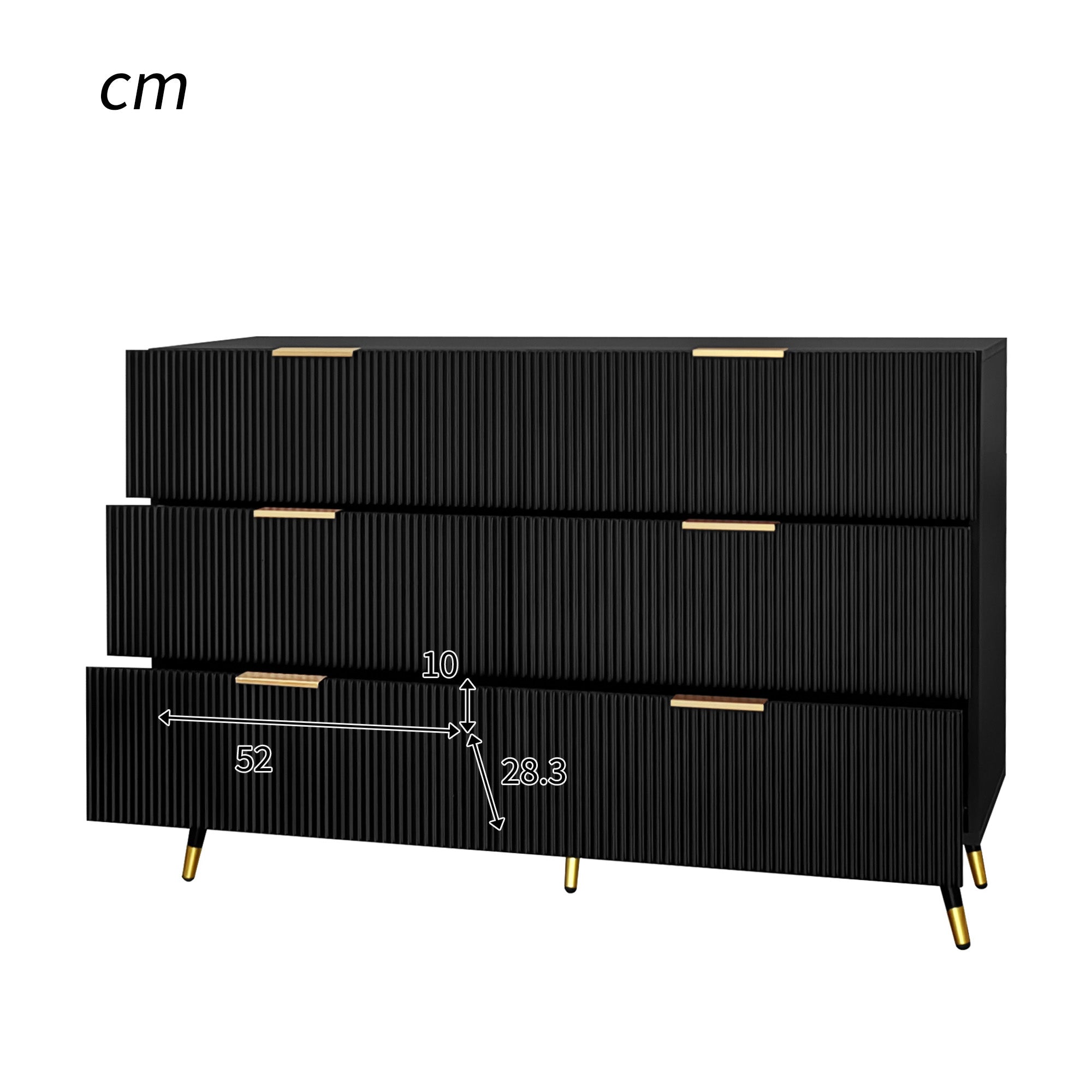 Sideboard with Modern Design, Chest of Drawers, Golden Handles