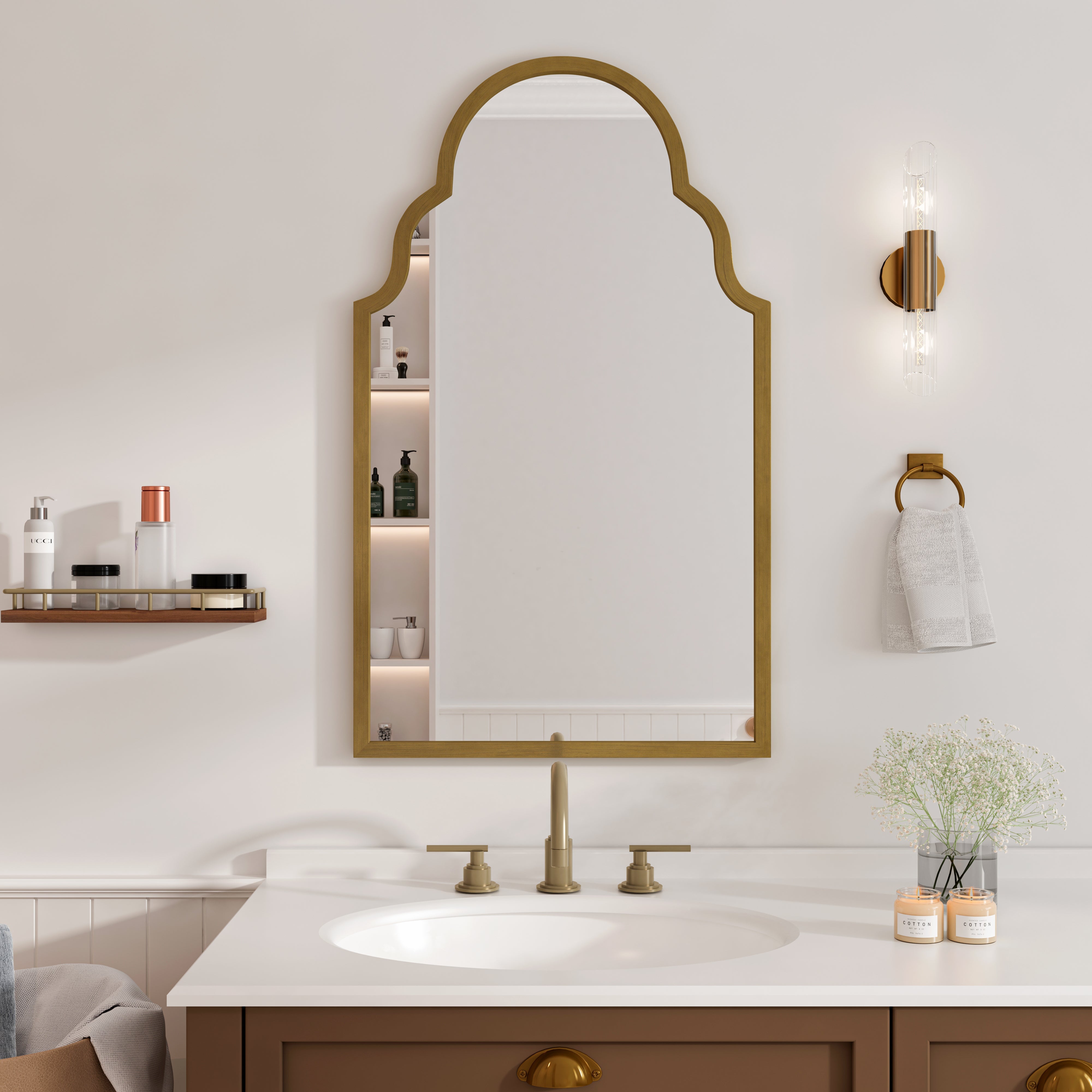 Rectangular Mirror, 61x101CM Wall Metal Frame, Bronze
