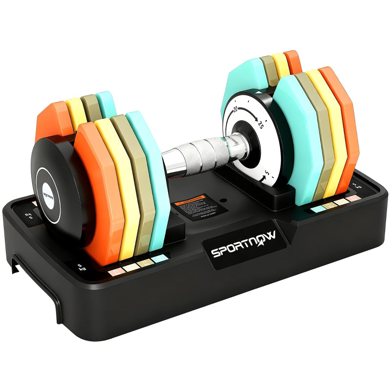 Adjustable Dumbbell with 5-25kg Weight Range and Non-Slip Grip, Black