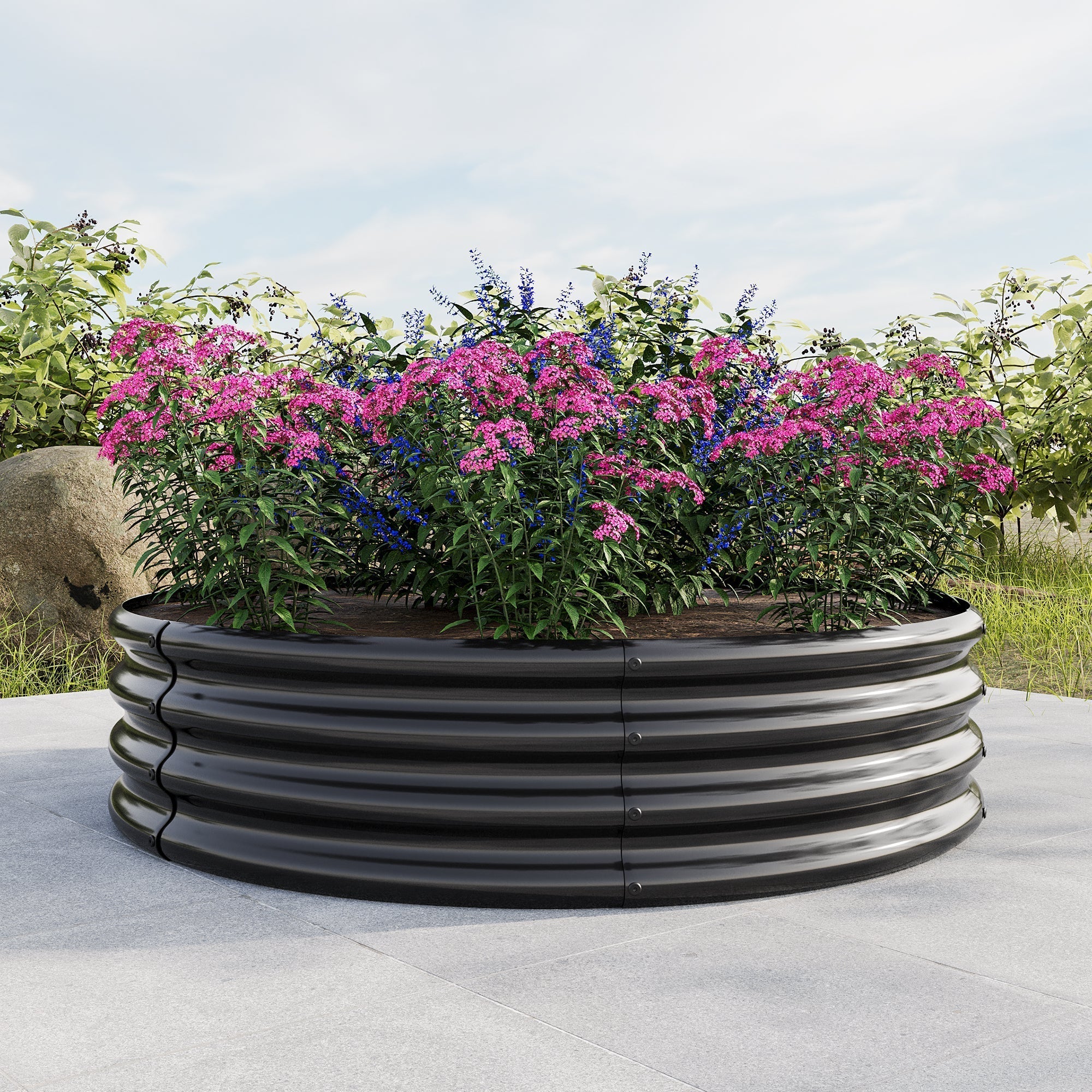 Galvanized Raised Garden Bed, Outdoor Planter for Vegetables, Fruits, Flowers, 2-Pack