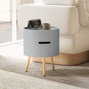3-Tier Coffee Table, Round End Table with Hidden Storage and Detachable Tray, Grey