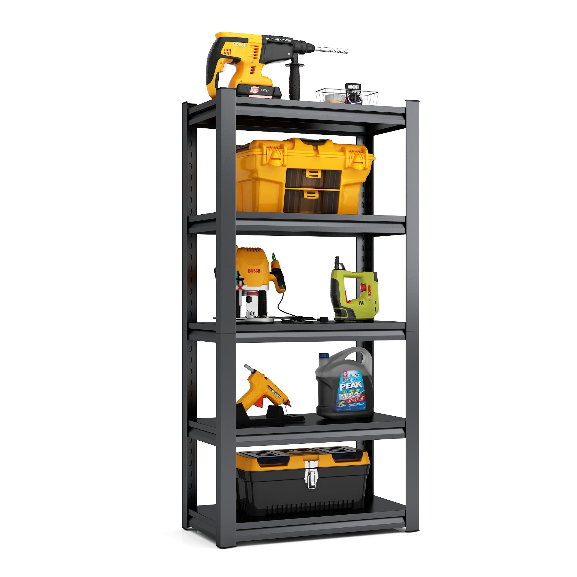 Metal Shelving Unit 5-Tier 160cm H Adjustable 650kg Load - Steel