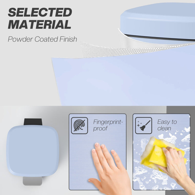 20L Boxy Kitchen Bin, Modern Metal, Light Blue