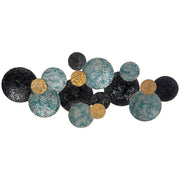3D-Wandkunst, moderne Skulptur, 121x53cm, Gold Schwarz Blau Metall