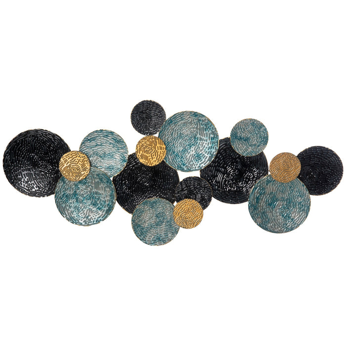 3D Wall Art, Modern Sculpture, 121x53cm, Gold Black Blue Metal