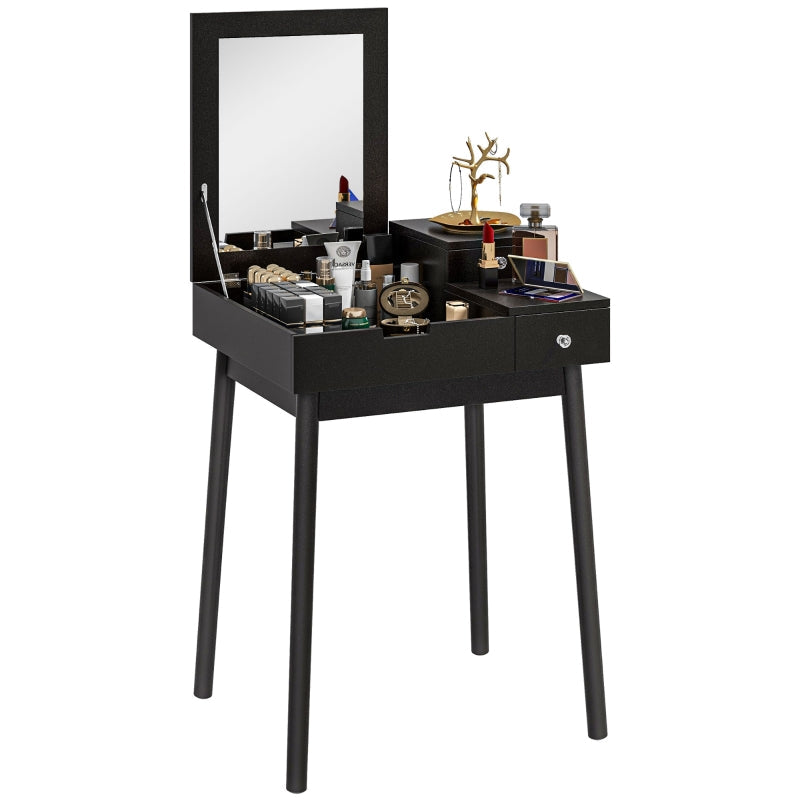 Dressing Table Flip-up Mirror 2 Drawers Black