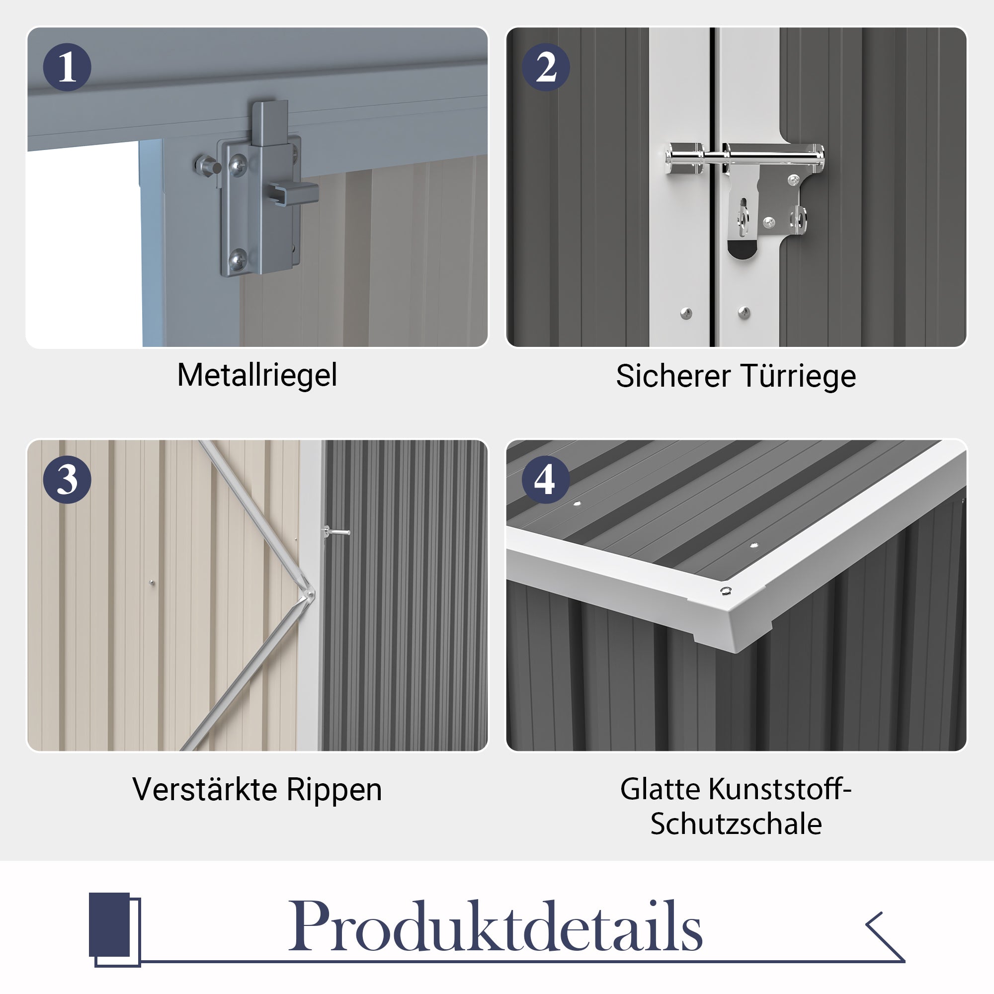 10x4 FT Metal Garden Shed with Double Doors, Ventilation and Reinforced Frame, Grey