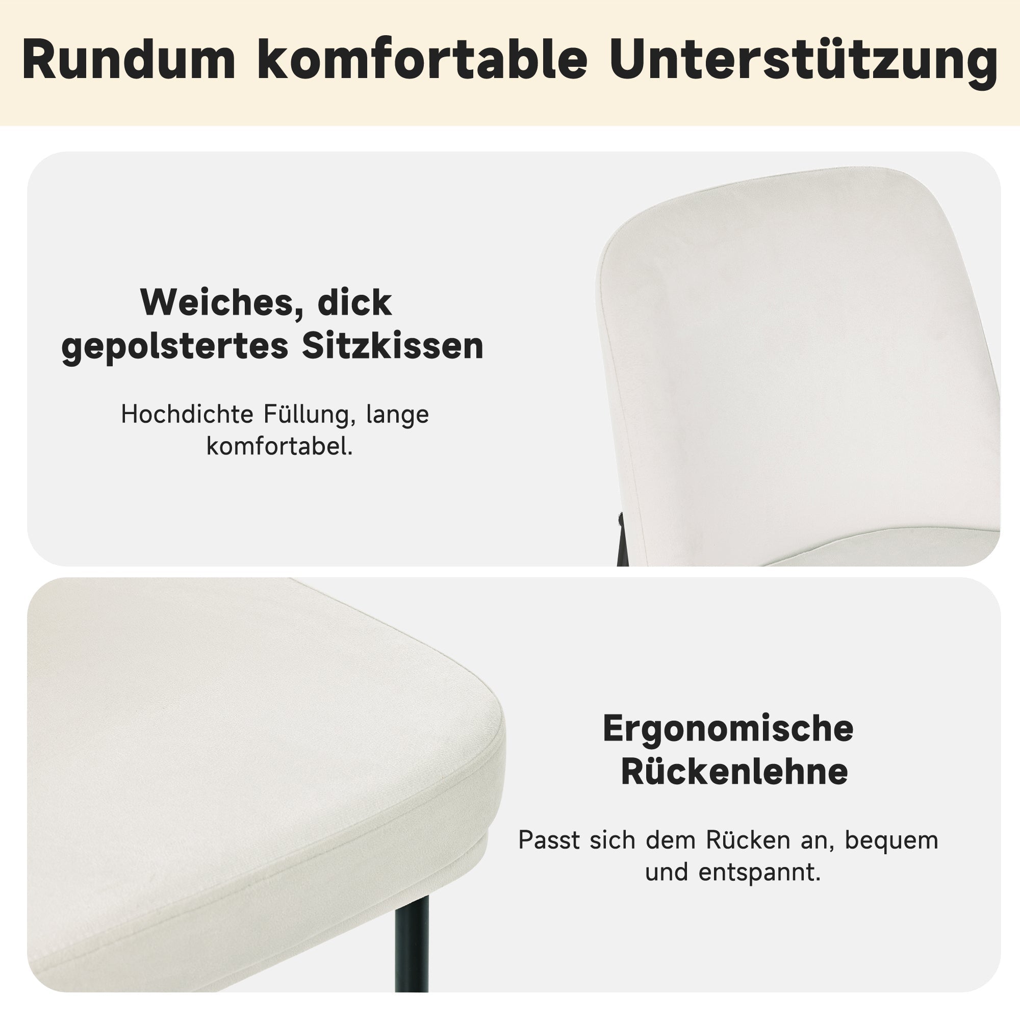 Dining Chairs Set of 6 Black Metal Legs Modern - Beige Velvet
