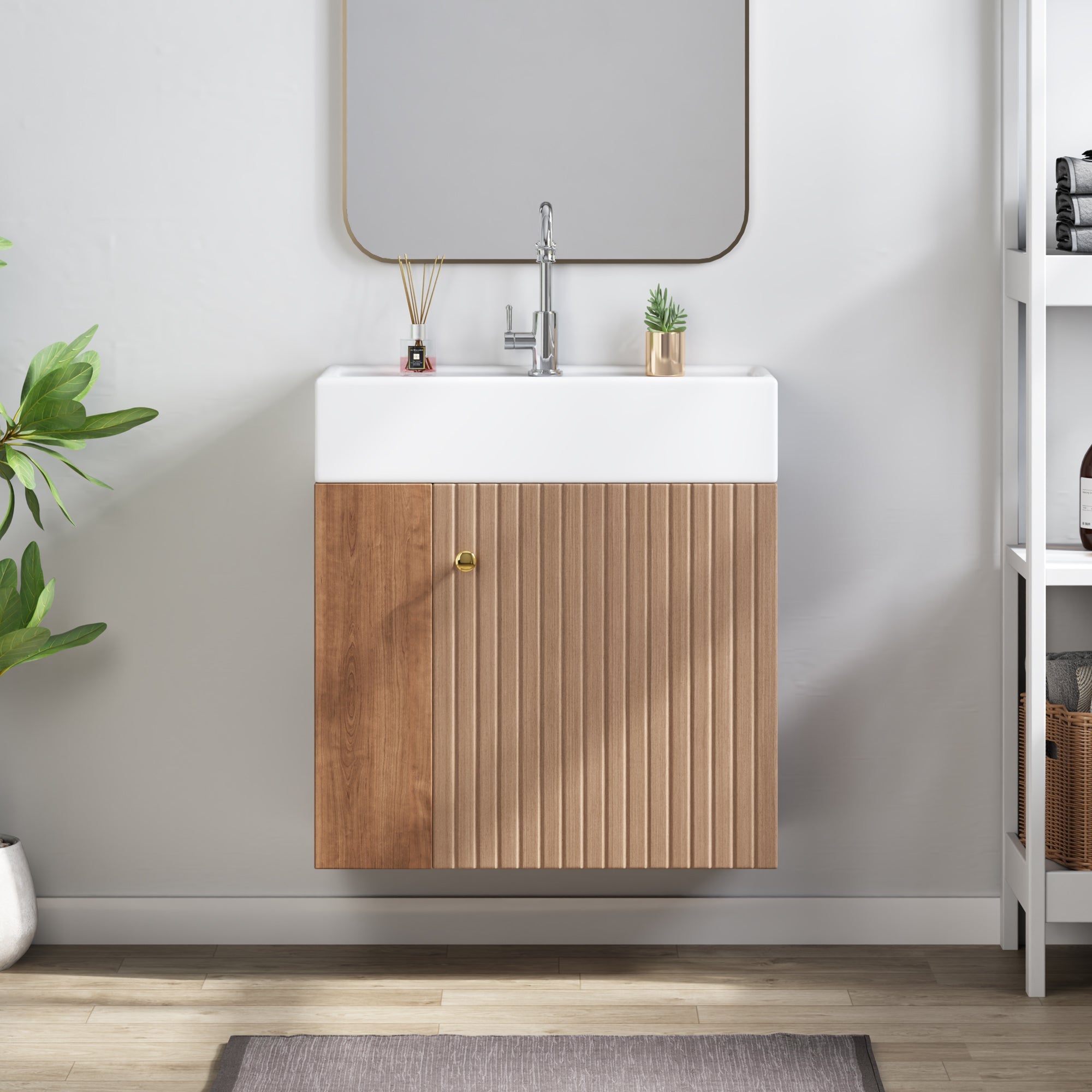 Bathroom Furniture Washbasin, 55cm Vanity Unit, Hanging, White