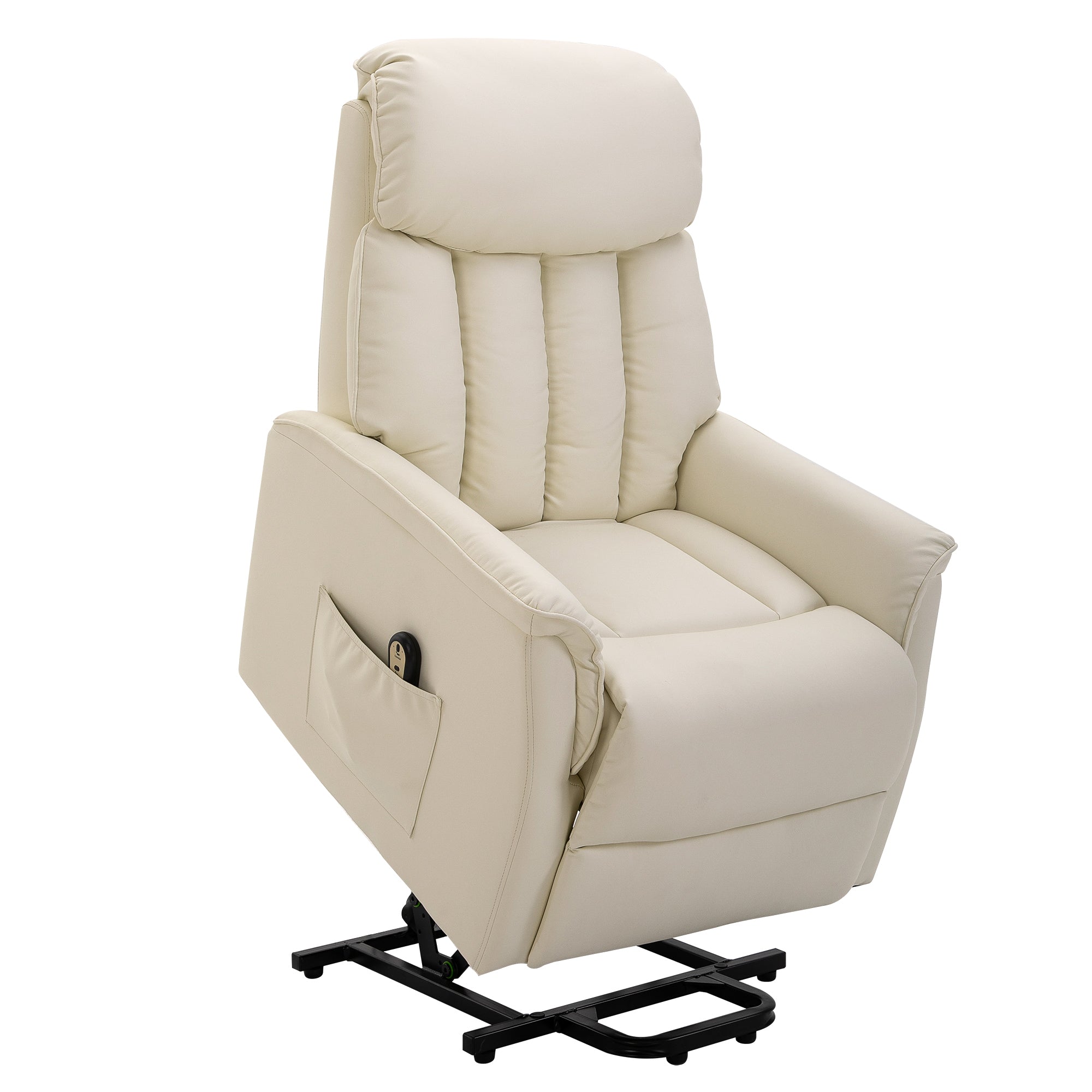 Recliner TV Chair Electric Lift Reclining Function Faux Leather Beige