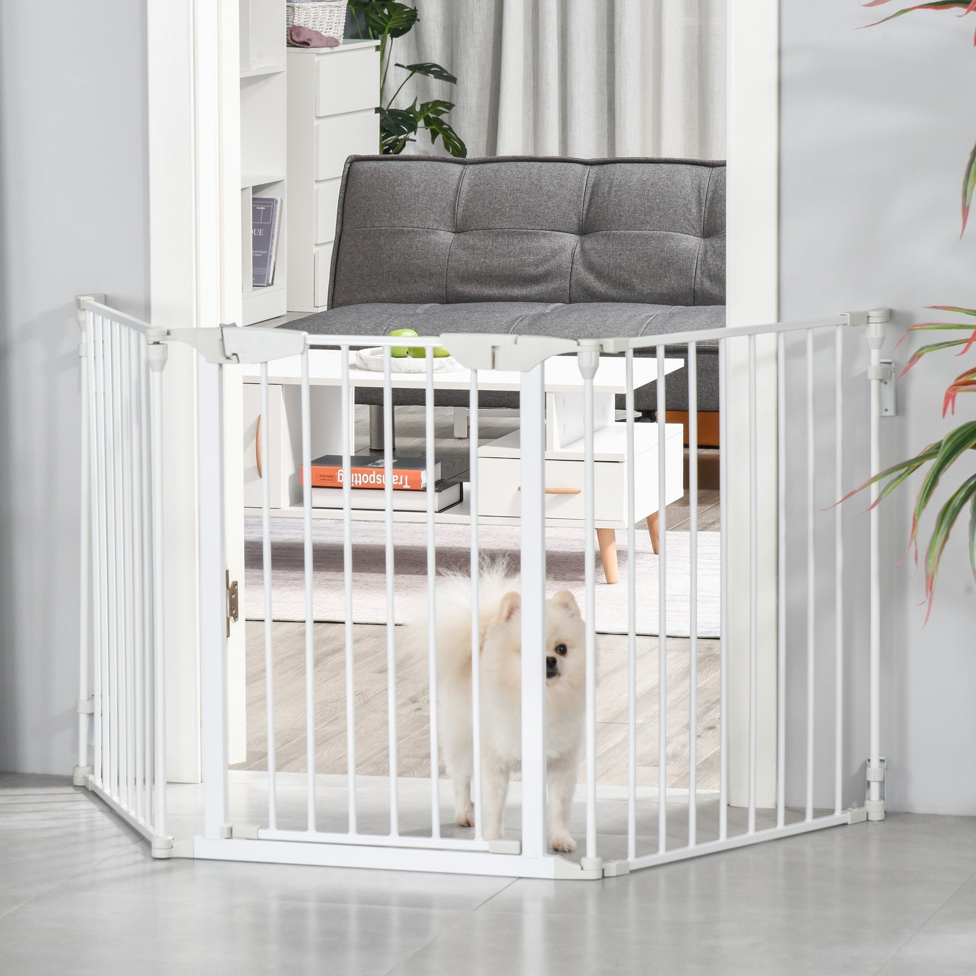 Dog Barrier, 3 Elements, Safety Door, White Plastic