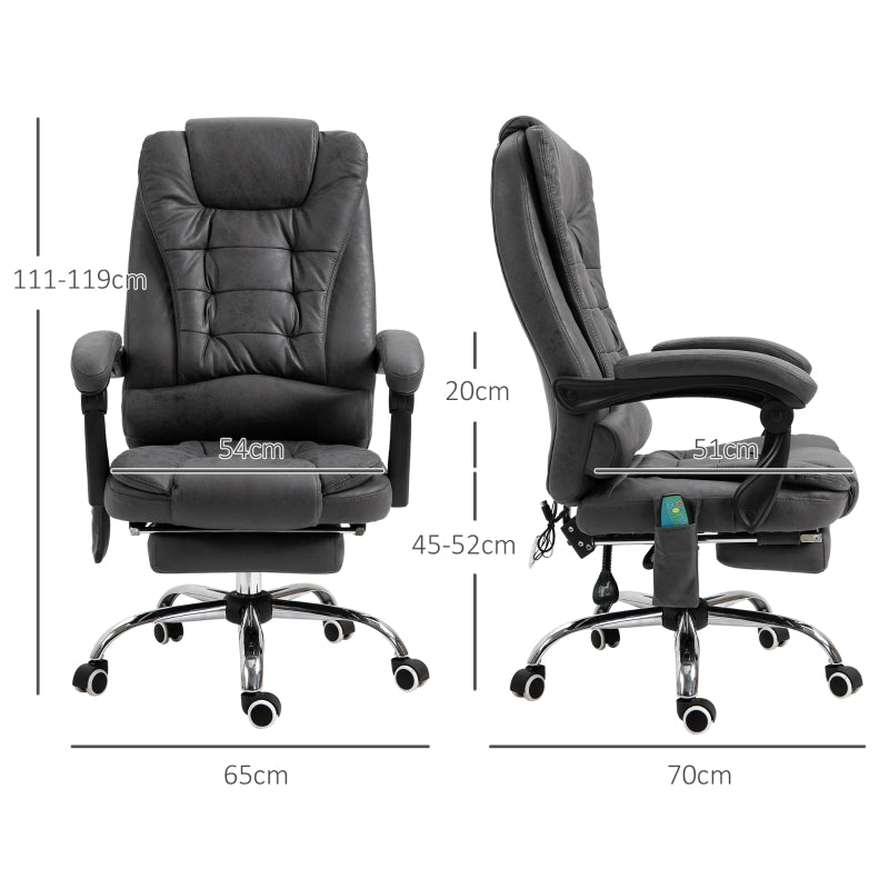 Vinsetto Office Chair, Massage, Heat, Ergonomic, Footrest, Polyester, Grey