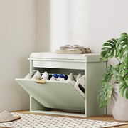 Elegant Six Shoe Bench with Top Seat - Green