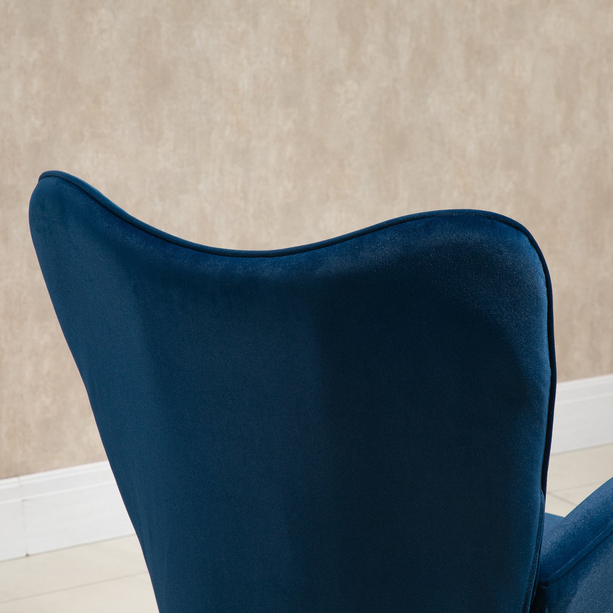 Rocking Chair with Ears, Padded, Velvet Fabric Blue