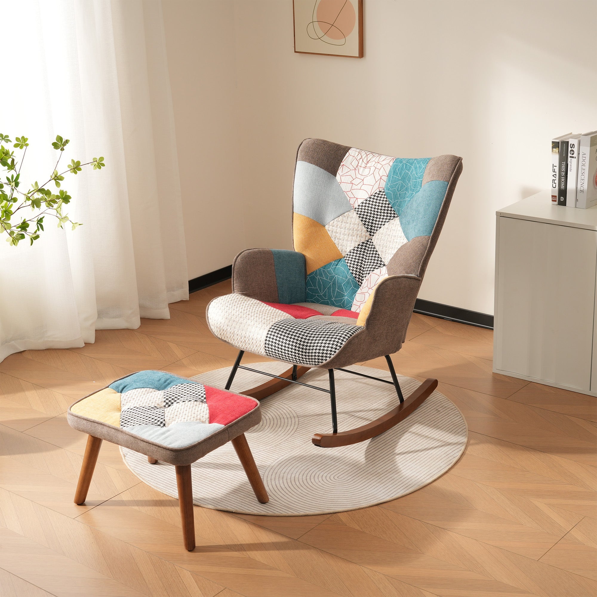 Rocking Chairs, Leisure with Splicing, Footrest