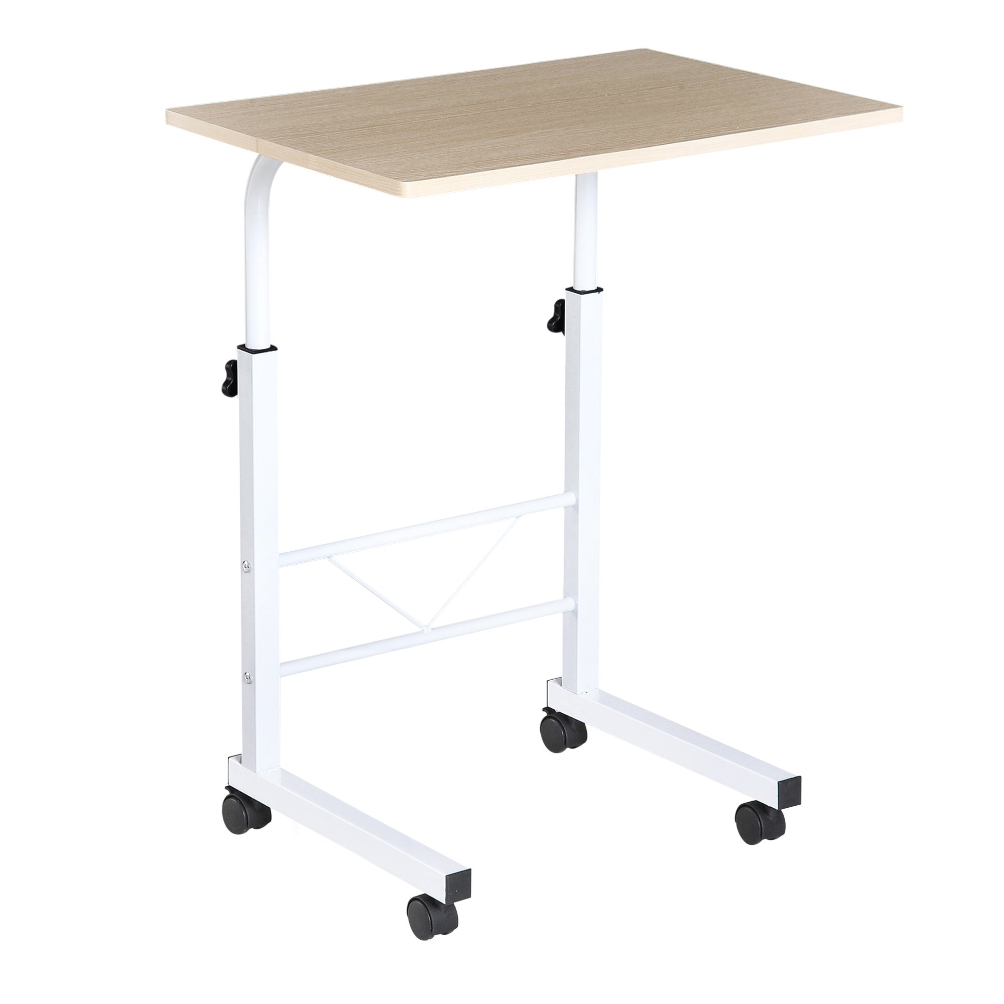 Beistelltisch verstellbar, fahrbarer C-Tisch, Spanplatte & Stahl