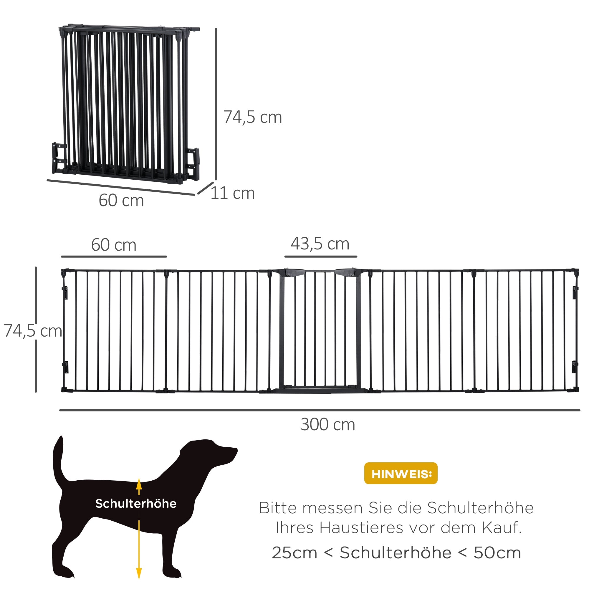 2-in-1 Puppy Playpen, Foldable Barrier with Door, Metal, Black