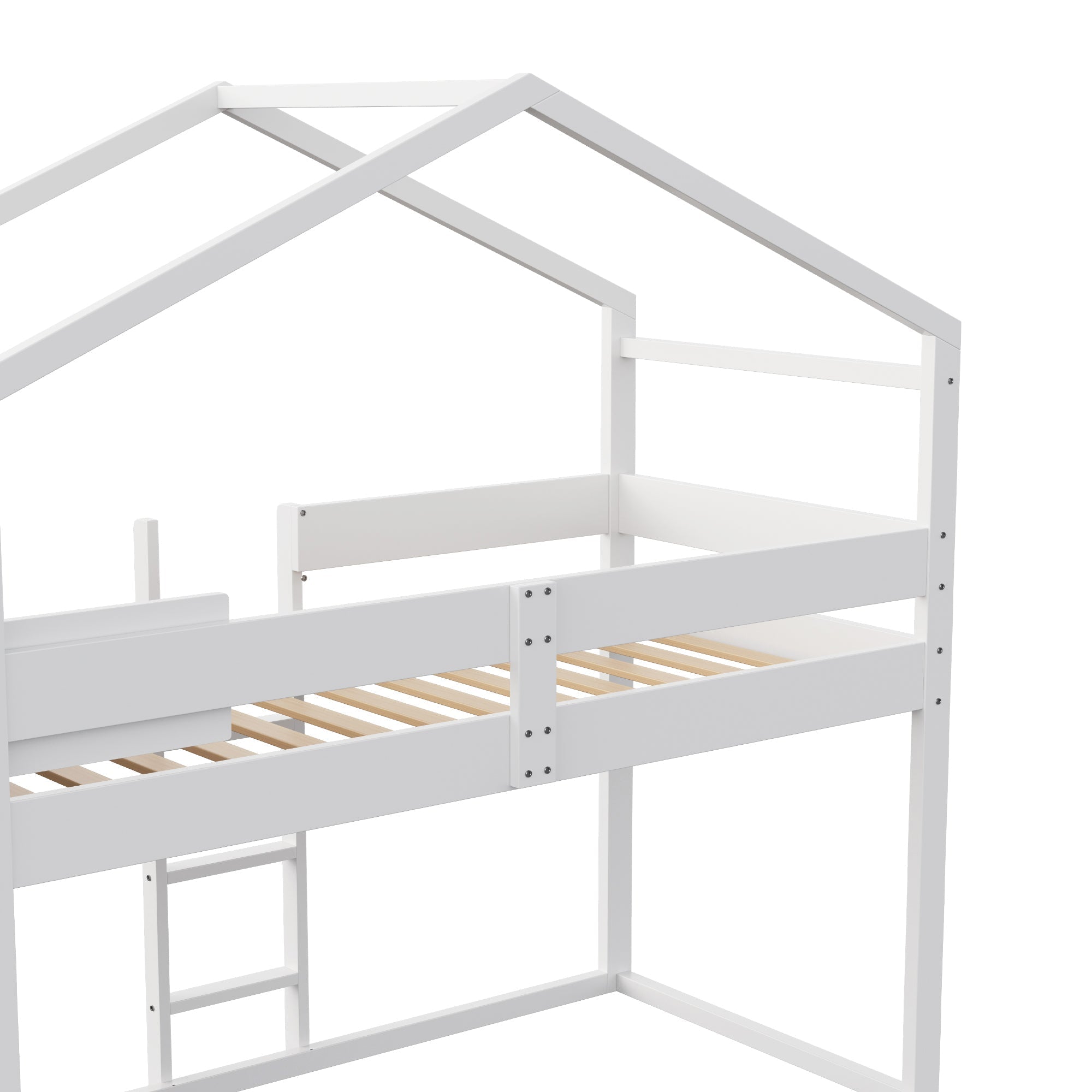 Bunk Bed 90x200cm with Storage Slatted Base Pine Wood White
