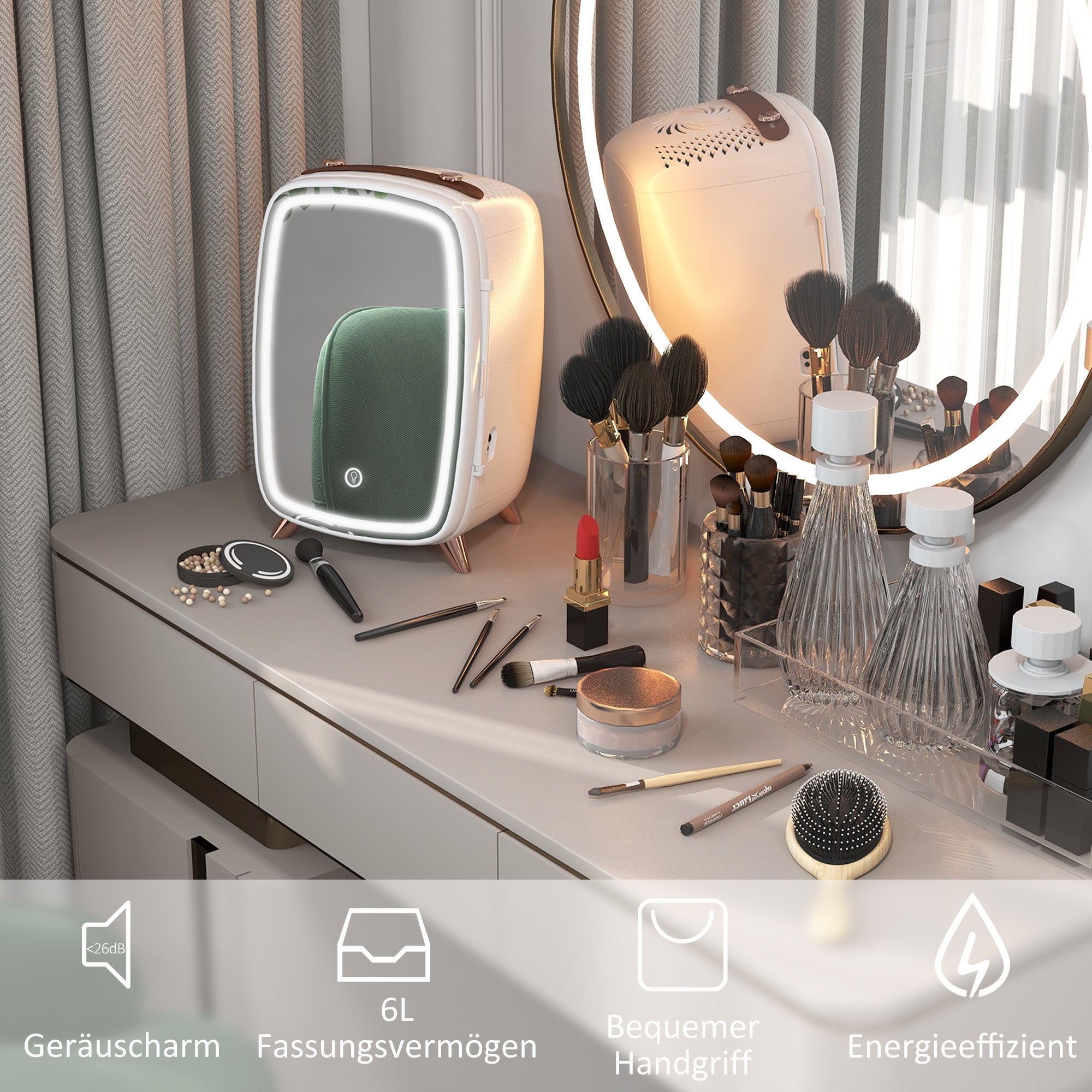 Mini Fridge 6L Cosmetic Cooling Portable White