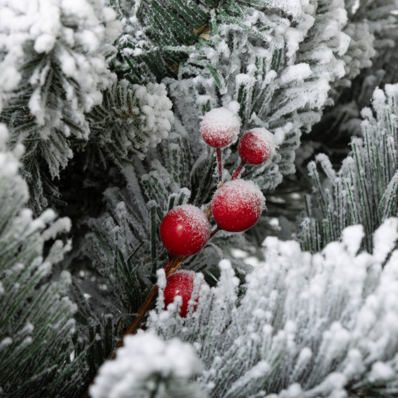 Christmas Tree with LED Lights, Set of 2, 107 cm, Pine Cones, Red Berries, Green/White