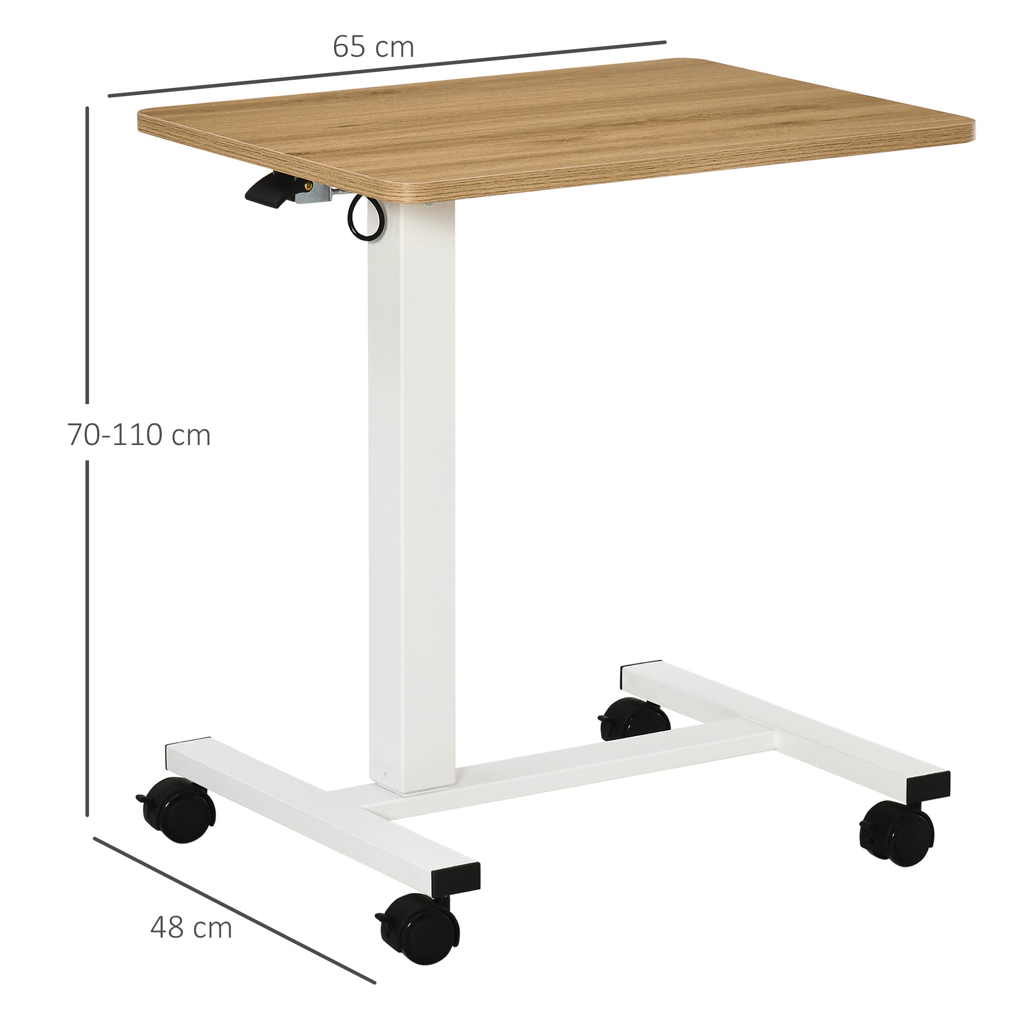 Sit-Stand Desk, Height-Adjustable C-Shaped Laptop Table 70-110 cm, Natural White