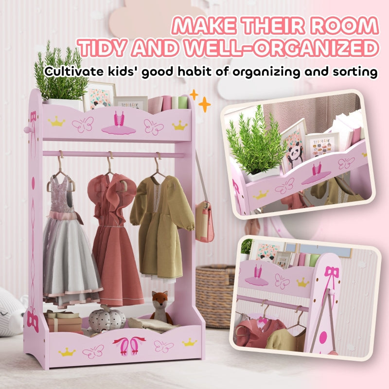 Kids Clothes Rail, Two Shelves 3-8 Years, Pink