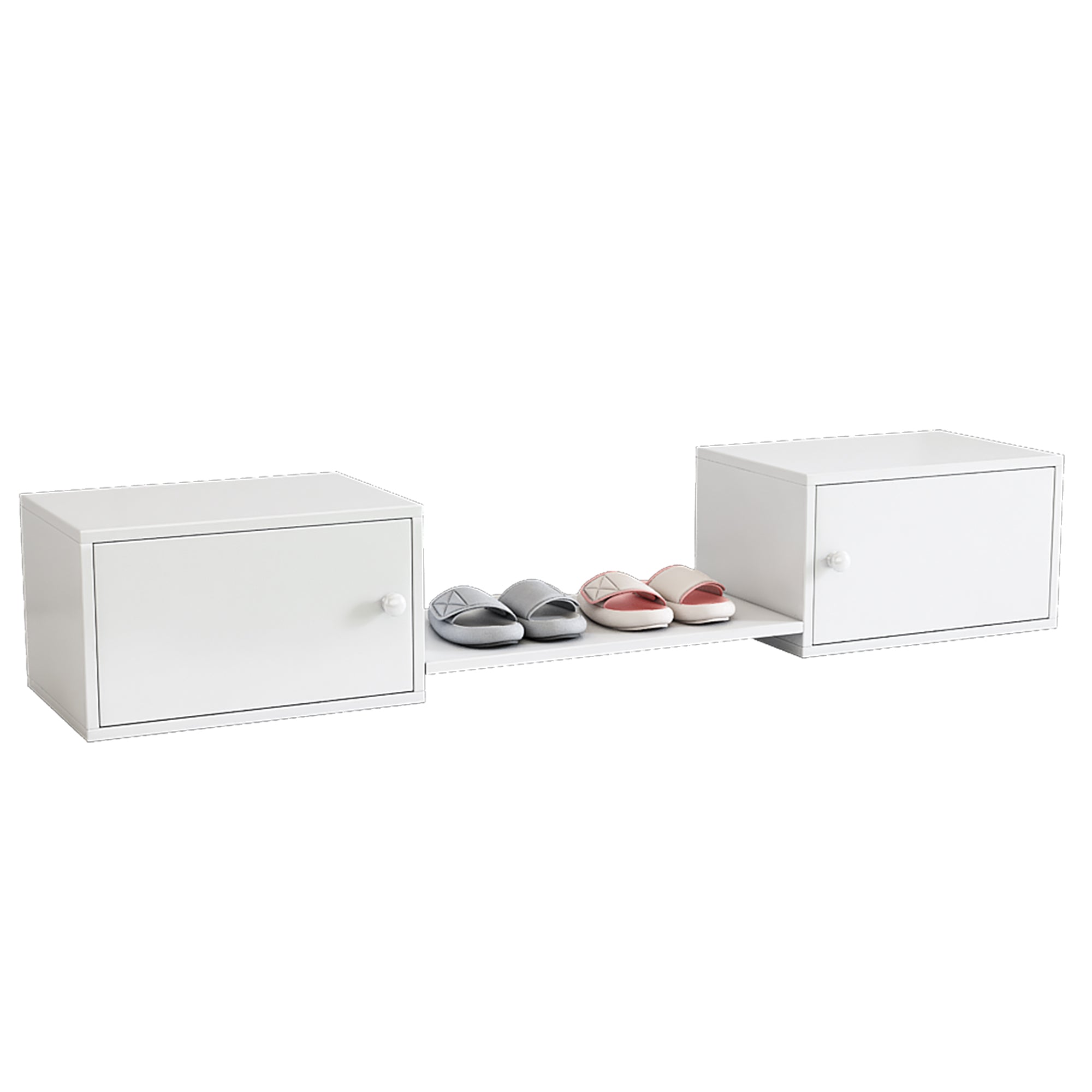 Shoe Cabinet, Entryway Furniture Multi-Use Bench, White