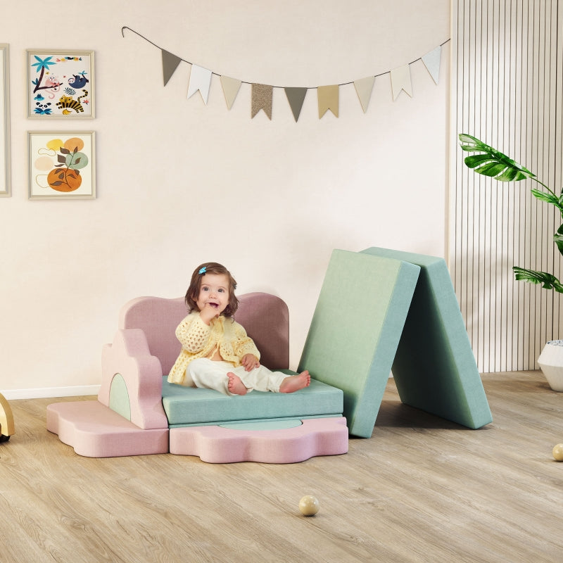 Foam Blocks for Climbing, Building and Crawling, Indoor Play Mats, Green and Pink Set of 12