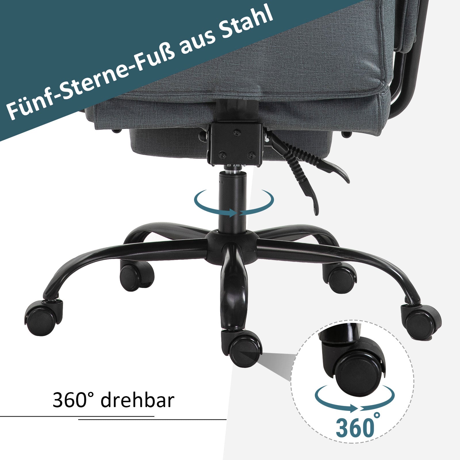 Vinsetto Office Chair, Reclining Ergonomic, Gray