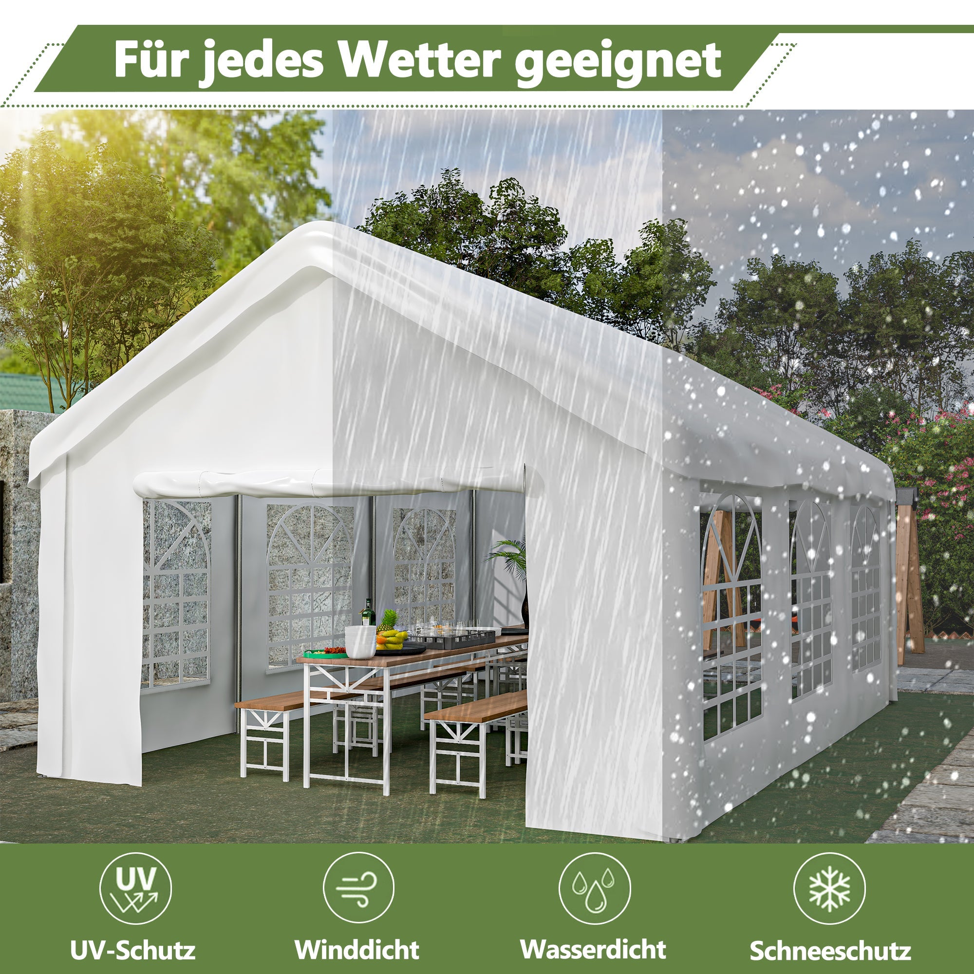 Car Tent Garage 4x6m Weatherproof Dual Roller Doors Removable Roof and Sides