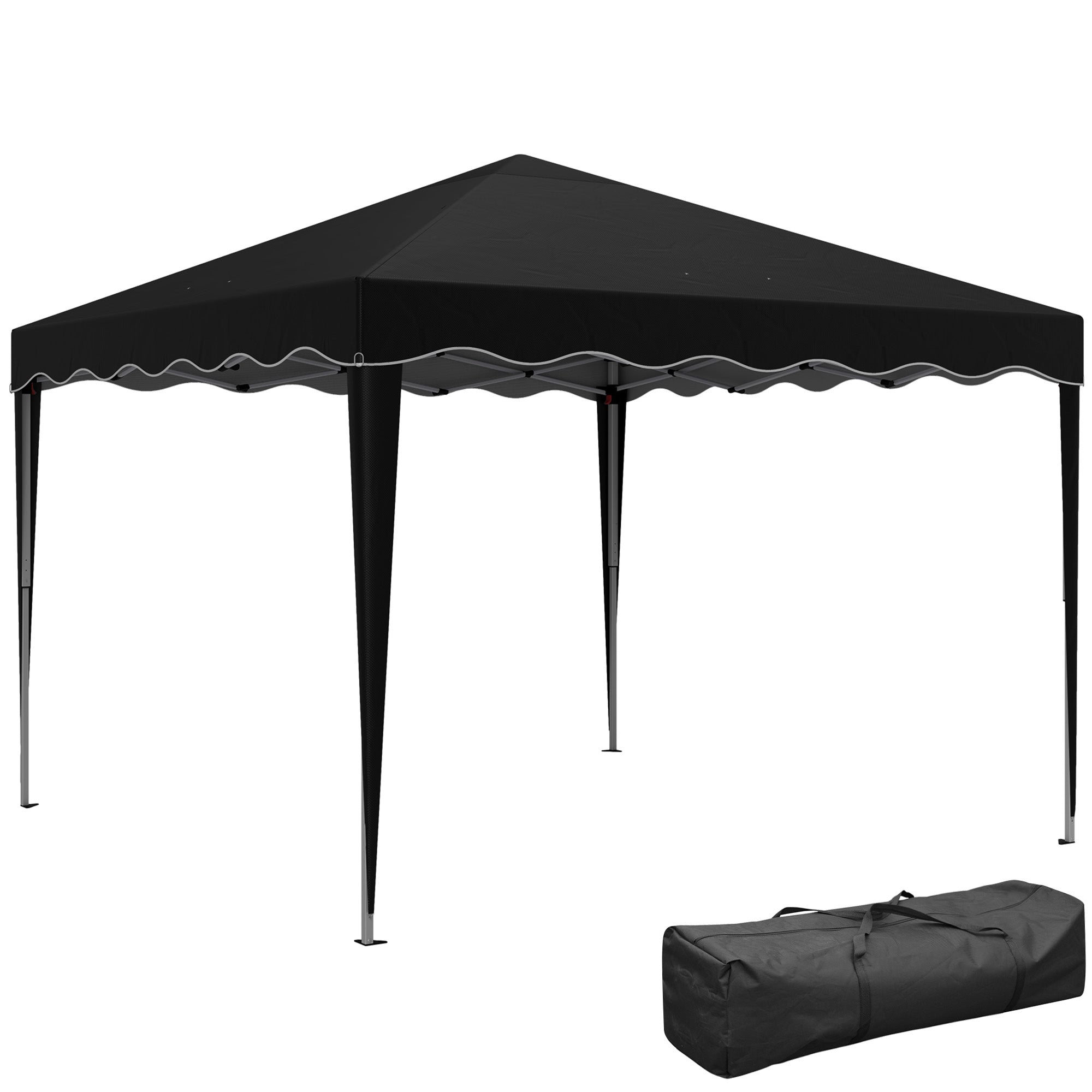 Pop-Up Gazebo 3 x 3cm Adjustable Height Black